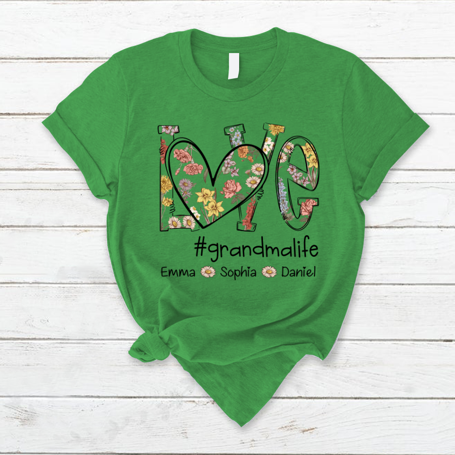 Love Flower Grandma Life With Grandkids, Mother's Day Gift TH T-Shirt