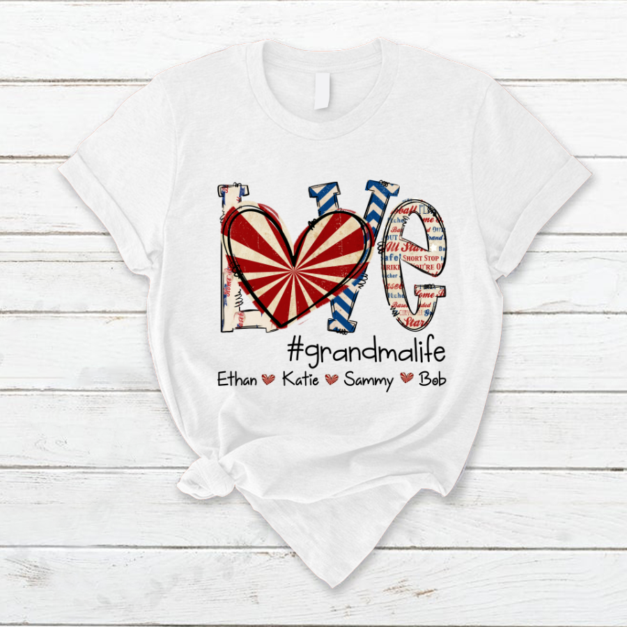 Love Grandma Baseball  And Grandkids, Love Baseball Grandma Iron On T-Shirt