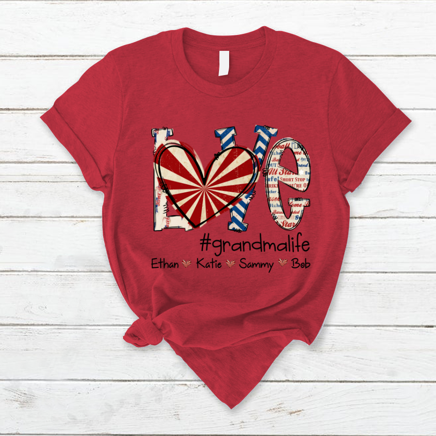 Love Grandma Baseball  And Grandkids, Love Baseball Grandma Iron On T-Shirt