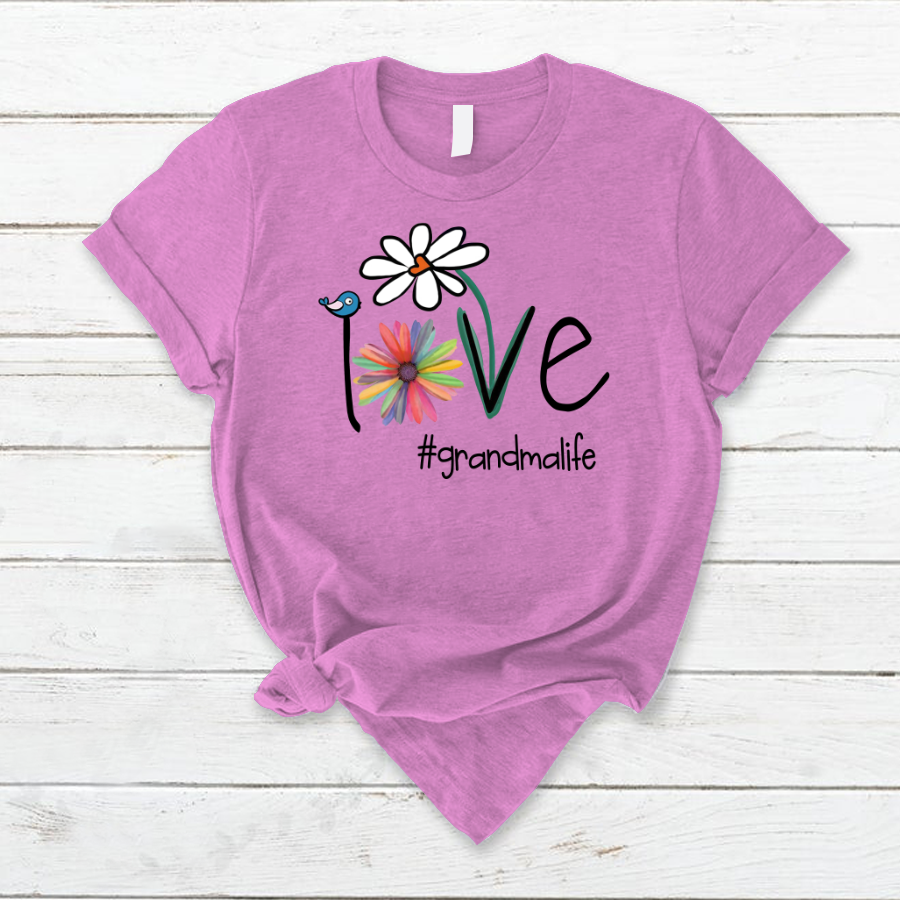 Love Grandma Life Flower Art, Gift For Grandma T-Shirt