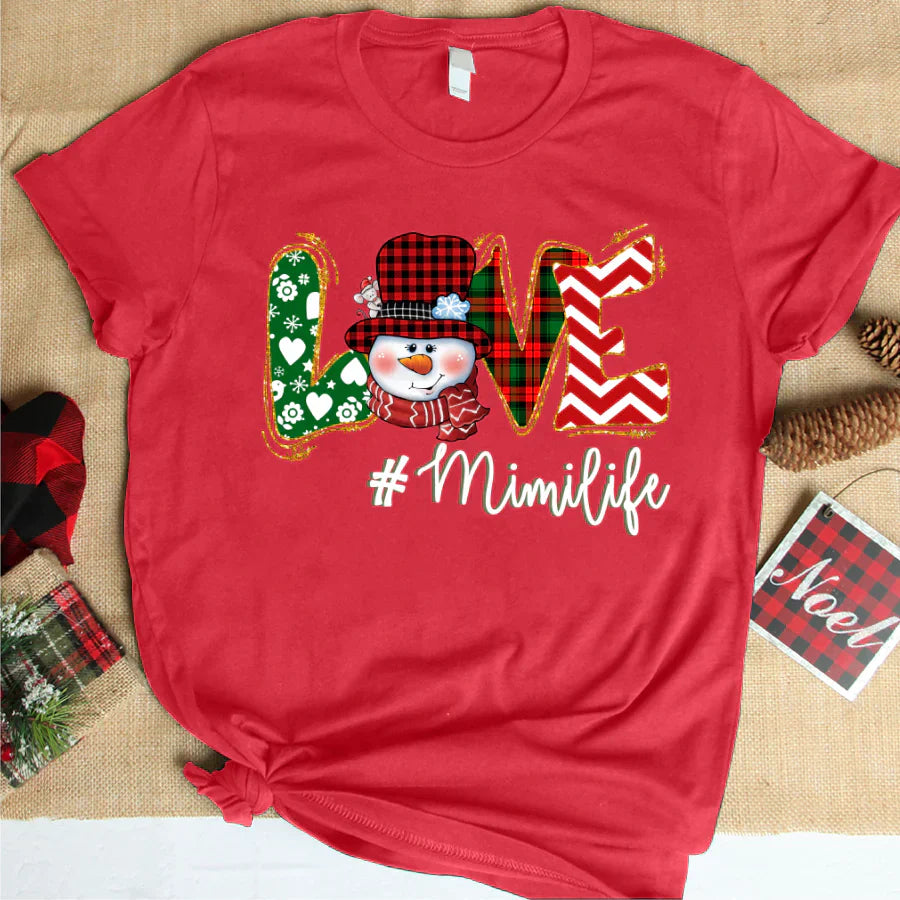 Love Mimi Life Snowman Christmas T-Shirt