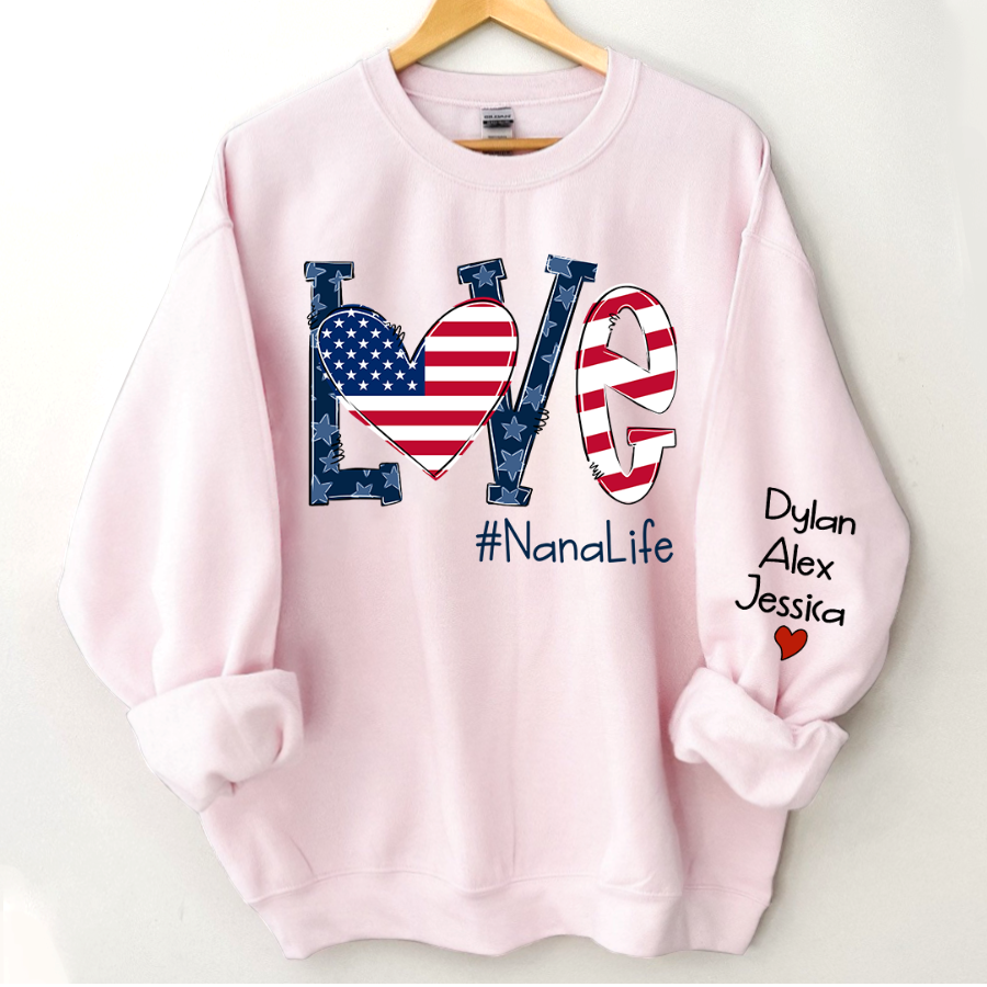 Love Nana Life Flag Grandkids Sweatshirt