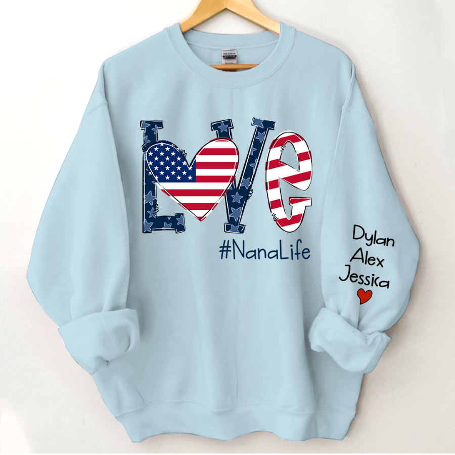 Love Nana Life Flag Grandkids Sweatshirt