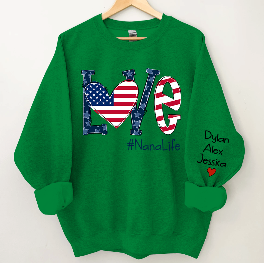 Love Nana Life Flag Grandkids Sweatshirt