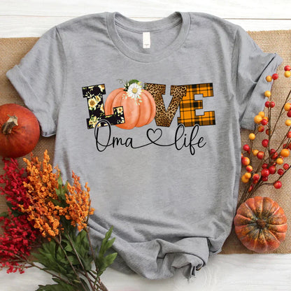 Love Oma Life Fall Season Pumpkin T-Shirt