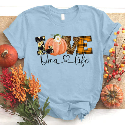 Love Oma Life Fall Season Pumpkin T-Shirt