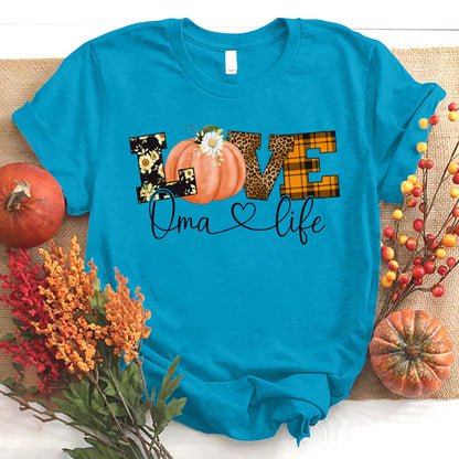 Love Oma Life Fall Season Pumpkin T-Shirt