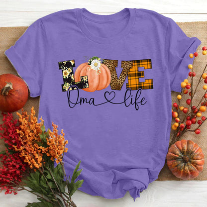 Love Oma Life Fall Season Pumpkin T-Shirt