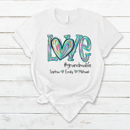 Love grandmalife color Turquoise And Grandkids Mother's Day T-Shirt