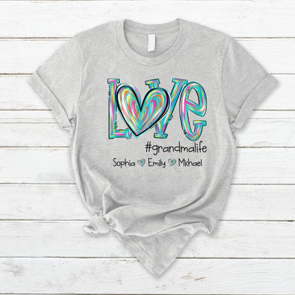 Love grandmalife color Turquoise And Grandkids Mother's Day T-Shirt