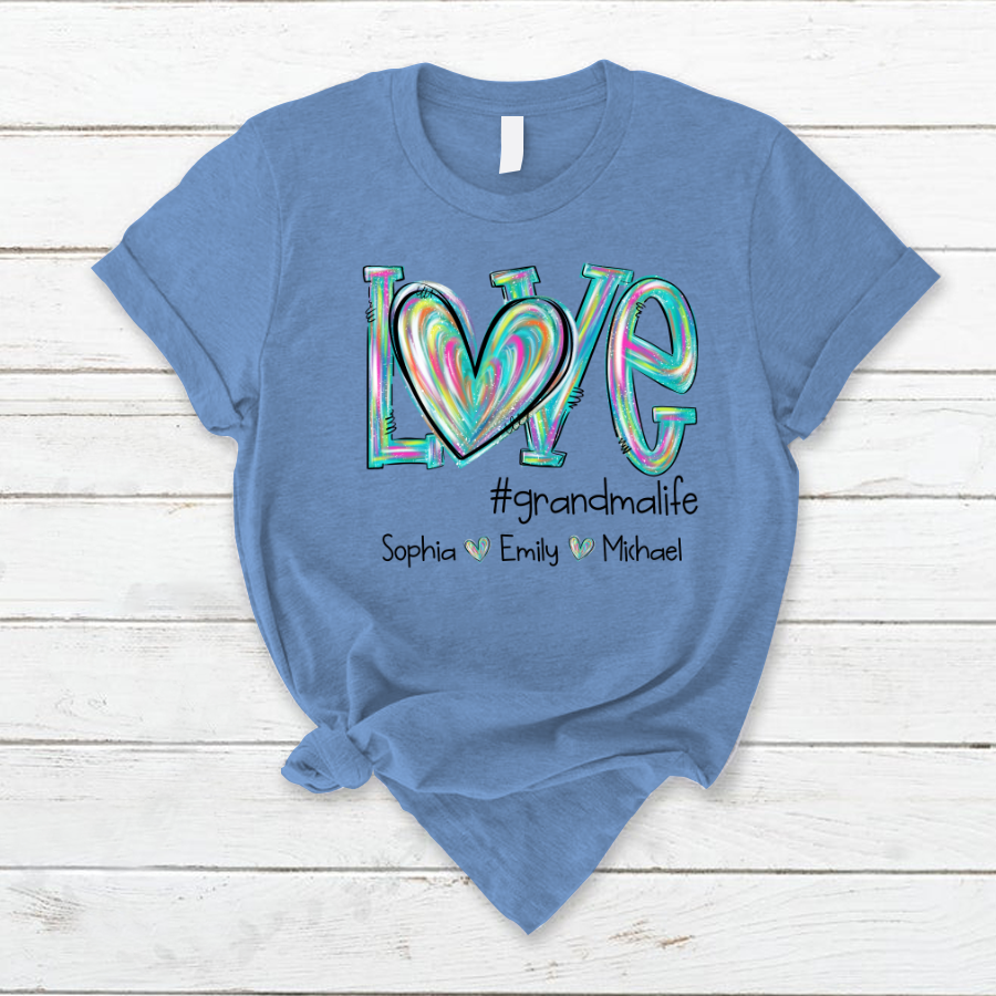 Love grandmalife color Turquoise And Grandkids Mother's Day T-Shirt