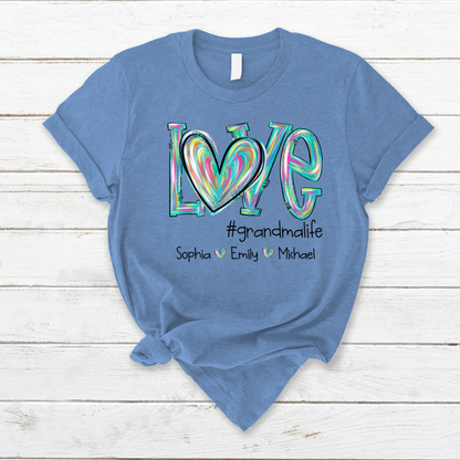 Love grandmalife color Turquoise And Grandkids Mother's Day T-Shirt