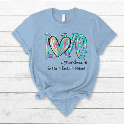 Love grandmalife color Turquoise And Grandkids Mother's Day T-Shirt
