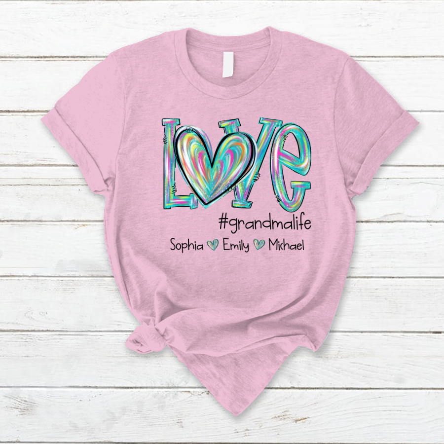 Love grandmalife color Turquoise And Grandkids Mother's Day T-Shirt