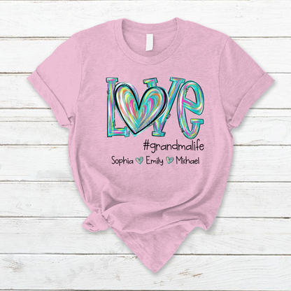 Love grandmalife color Turquoise And Grandkids Mother's Day T-Shirt