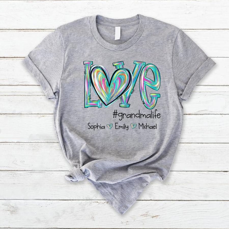 Love grandmalife color Turquoise And Grandkids Mother's Day T-Shirt