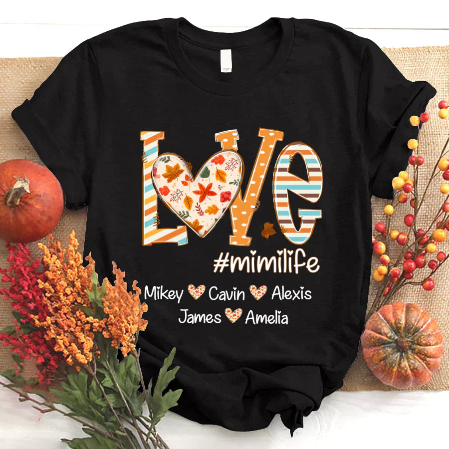 Love mimi life autumn with grandkids T-Shirt