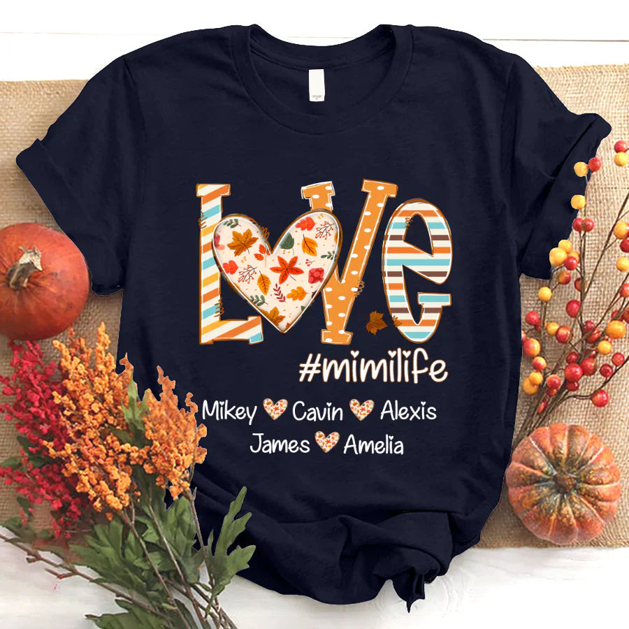 Love mimi life autumn with grandkids T-Shirt