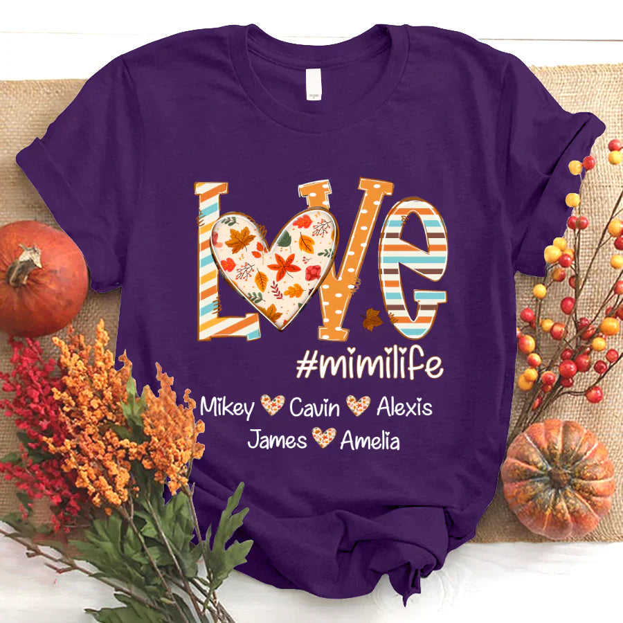 Love mimi life autumn with grandkids T-Shirt
