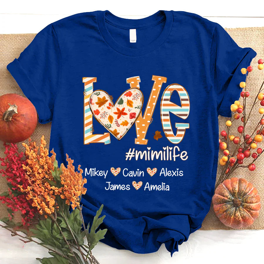 Love mimi life autumn with grandkids T-Shirt
