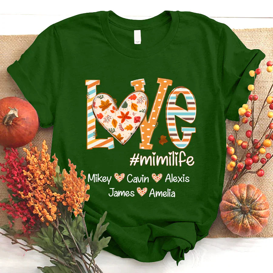 Love mimi life autumn with grandkids T-Shirt
