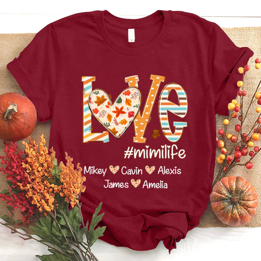 Love mimi life autumn with grandkids T-Shirt