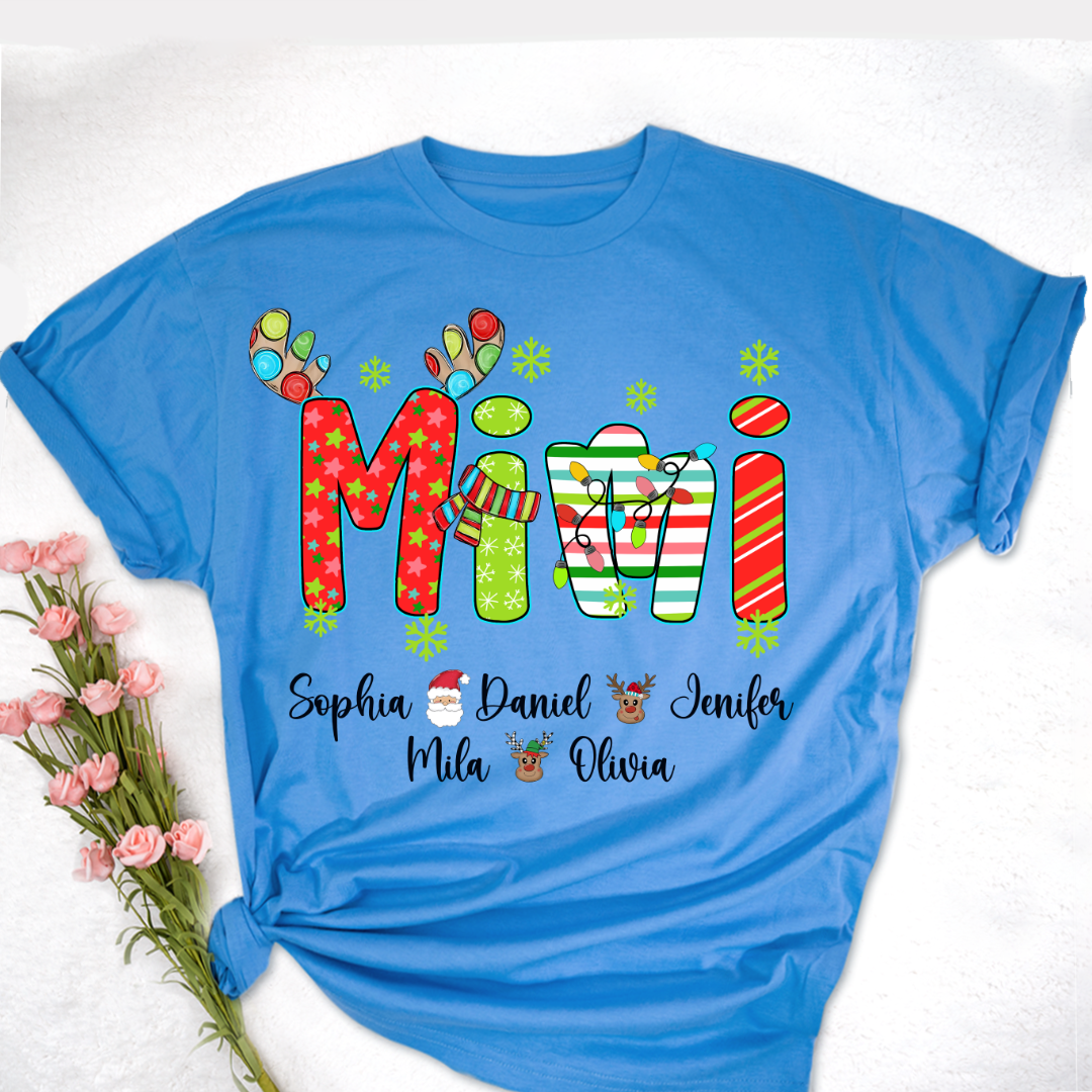 Merry Christmas Mimi Custom Grandma And Grandkids Shirt