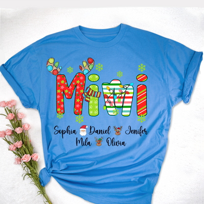 Merry Christmas Mimi Custom Grandma And Grandkids Shirt