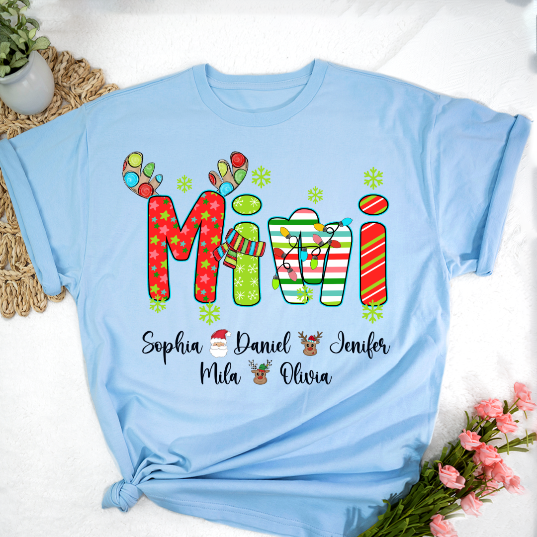 Merry Christmas Mimi Custom Grandma And Grandkids Shirt