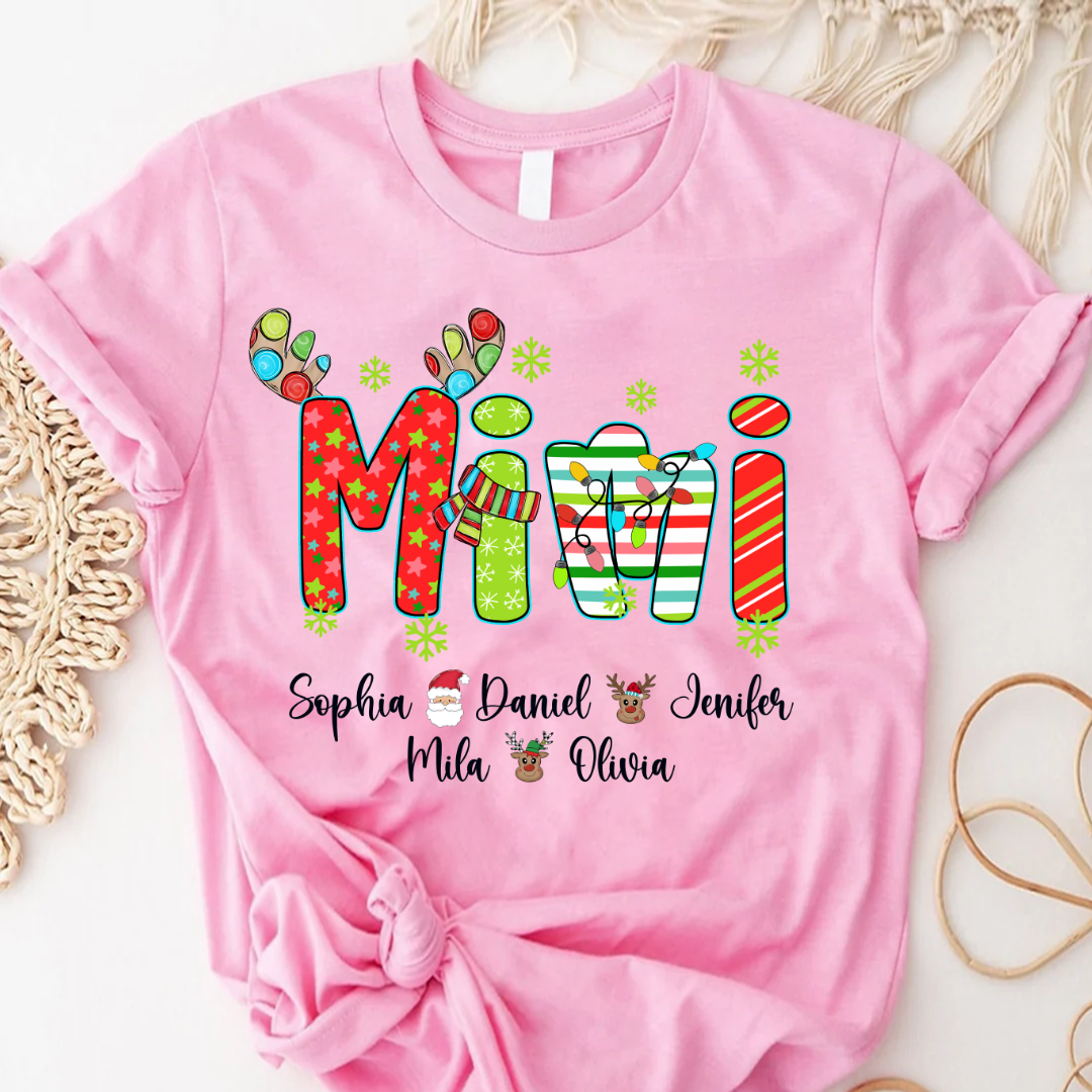 Merry Christmas Mimi Custom Grandma And Grandkids Shirt