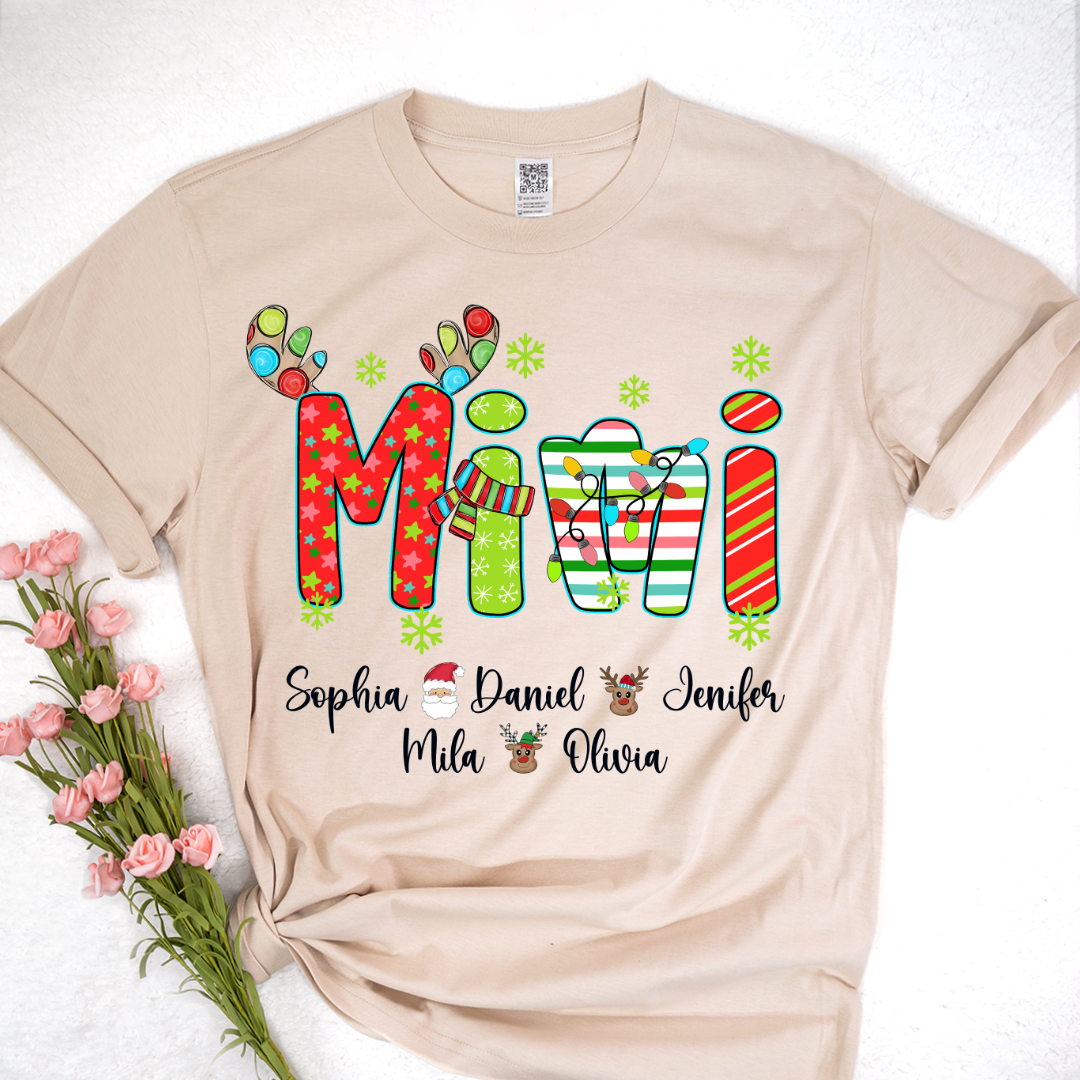 Merry Christmas Mimi Custom Grandma And Grandkids Shirt