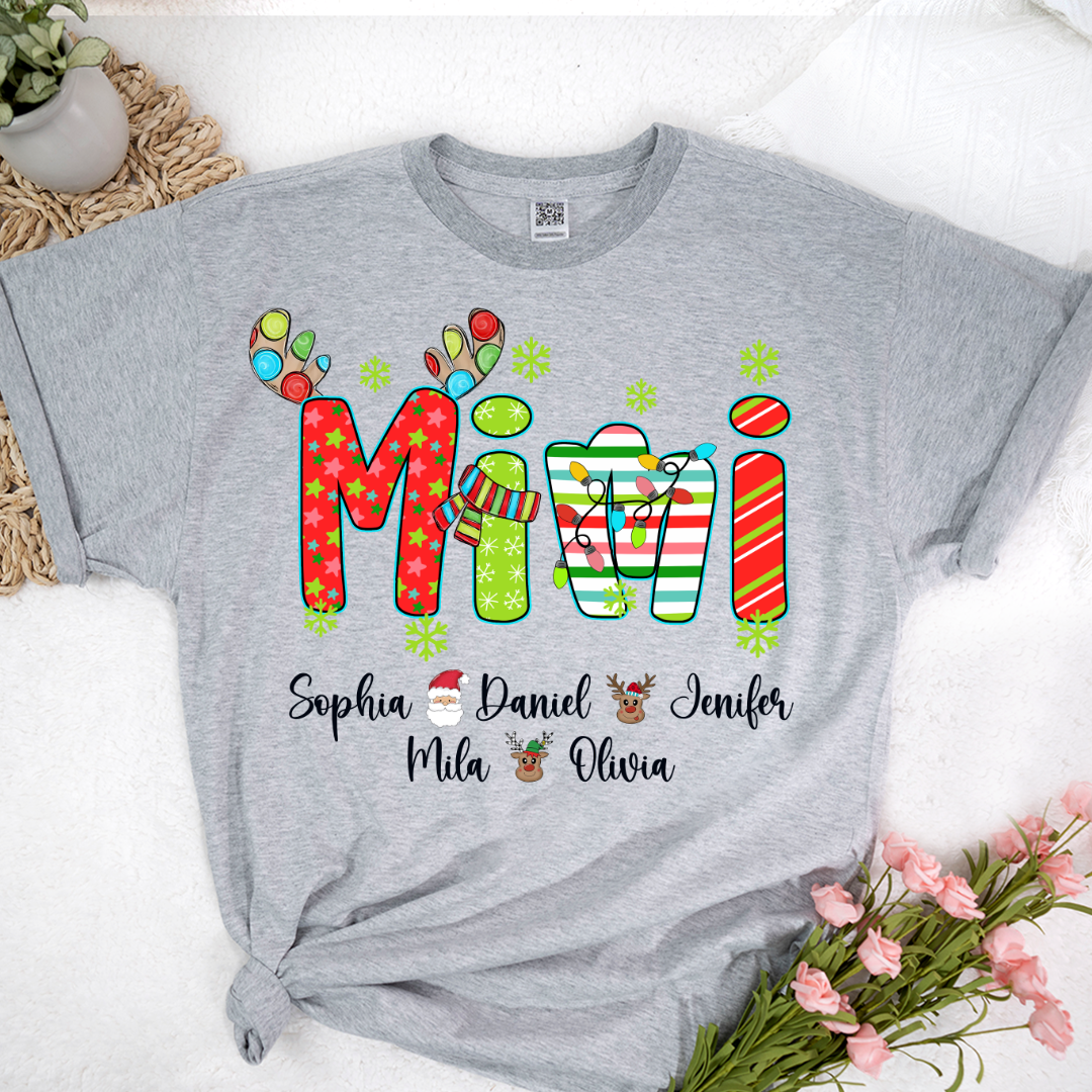 Merry Christmas Mimi Custom Grandma And Grandkids Shirt