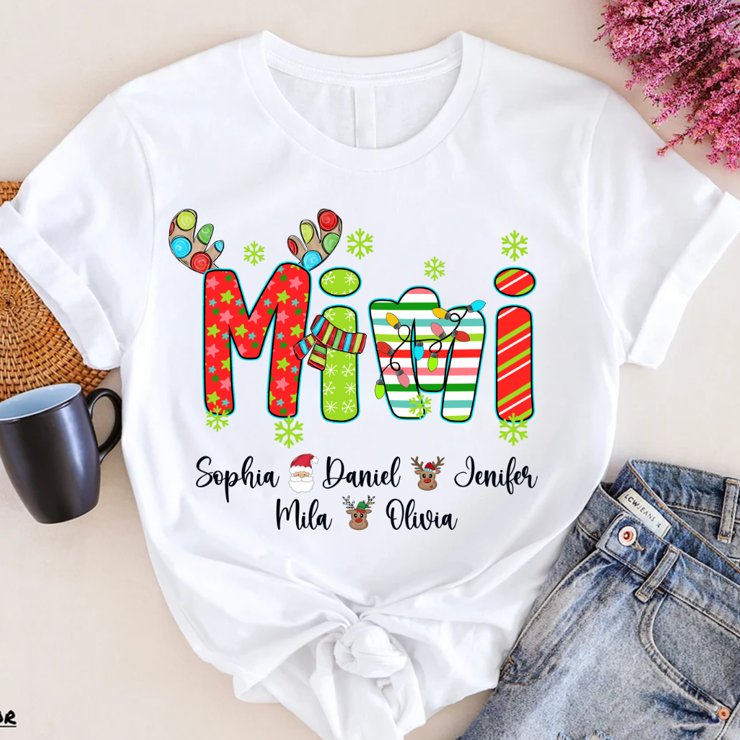 Merry Christmas Mimi Custom Grandma And Grandkids Shirt