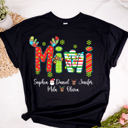 Merry Christmas Mimi Custom Grandma And Grandkids Shirt