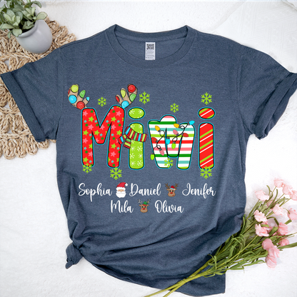 Merry Christmas Mimi Custom Grandma And Grandkids Shirt
