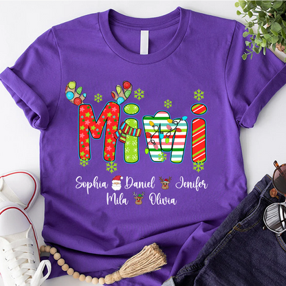 Merry Christmas Mimi Custom Grandma And Grandkids Shirt