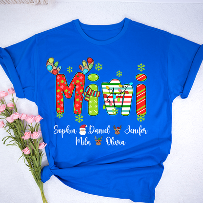 Merry Christmas Mimi Custom Grandma And Grandkids Shirt