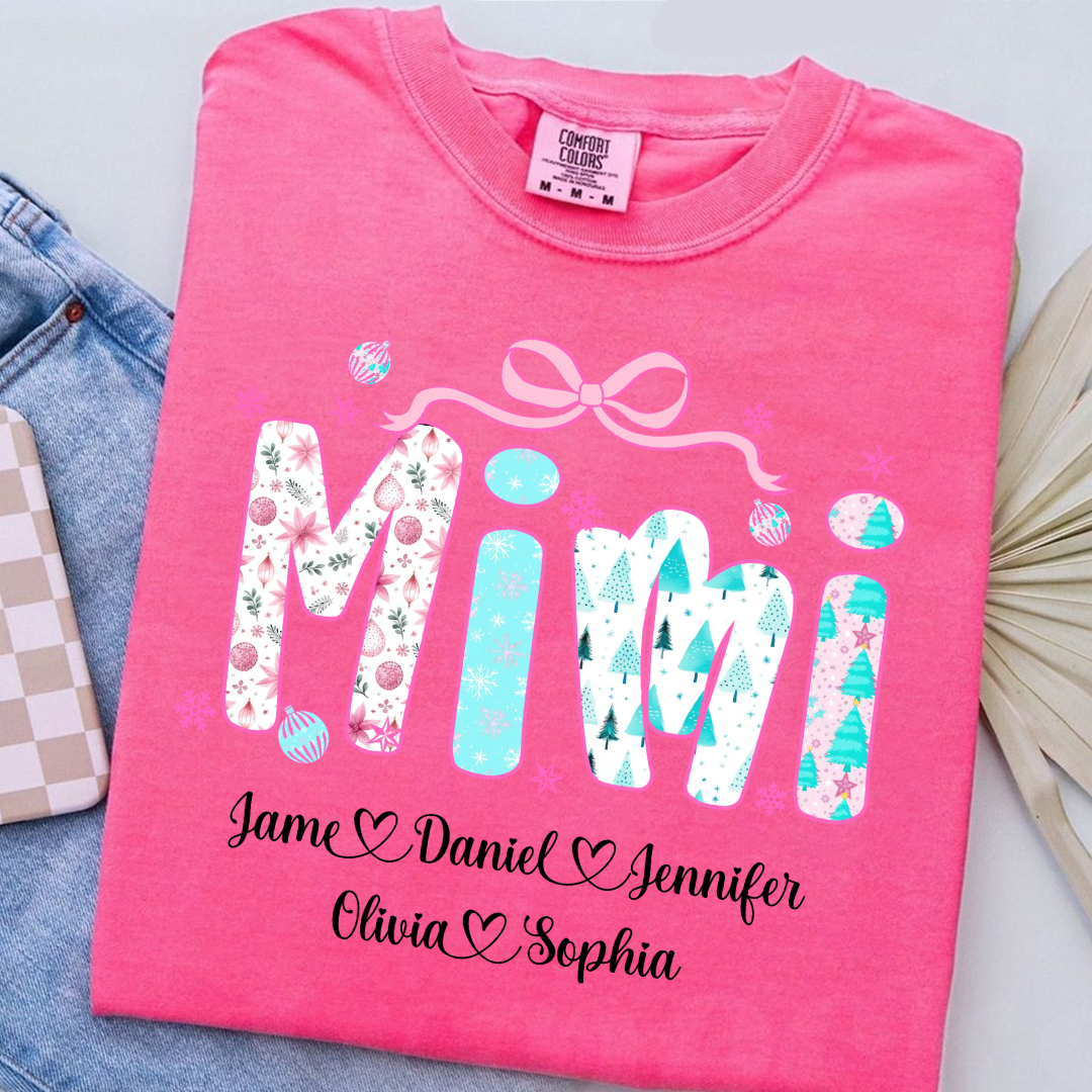 Merry Christmas Mimi Custom Mimi And Grandkids Shirt