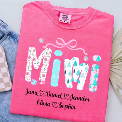 Merry Christmas Mimi Custom Mimi And Grandkids Shirt