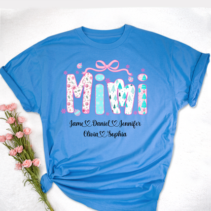 Merry Christmas Mimi Custom Mimi And Grandkids Shirt