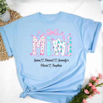Merry Christmas Mimi Custom Mimi And Grandkids Shirt