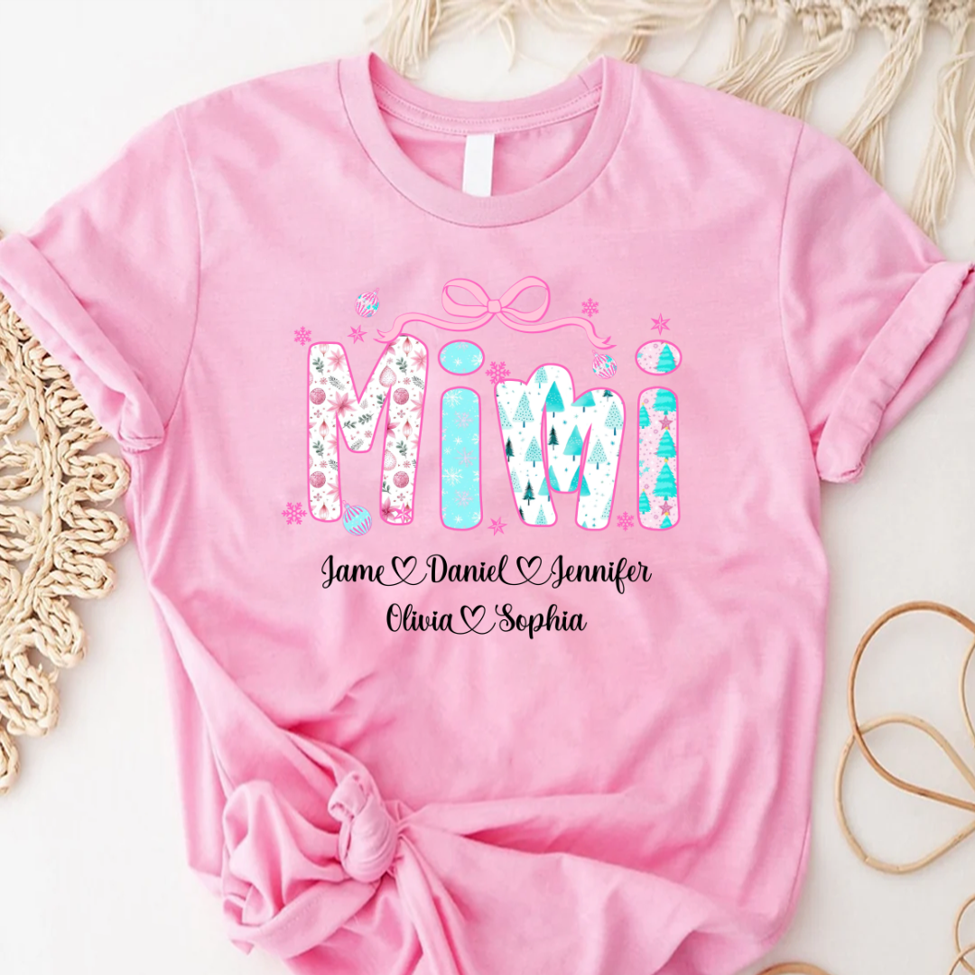 Merry Christmas Mimi Custom Mimi And Grandkids Shirt