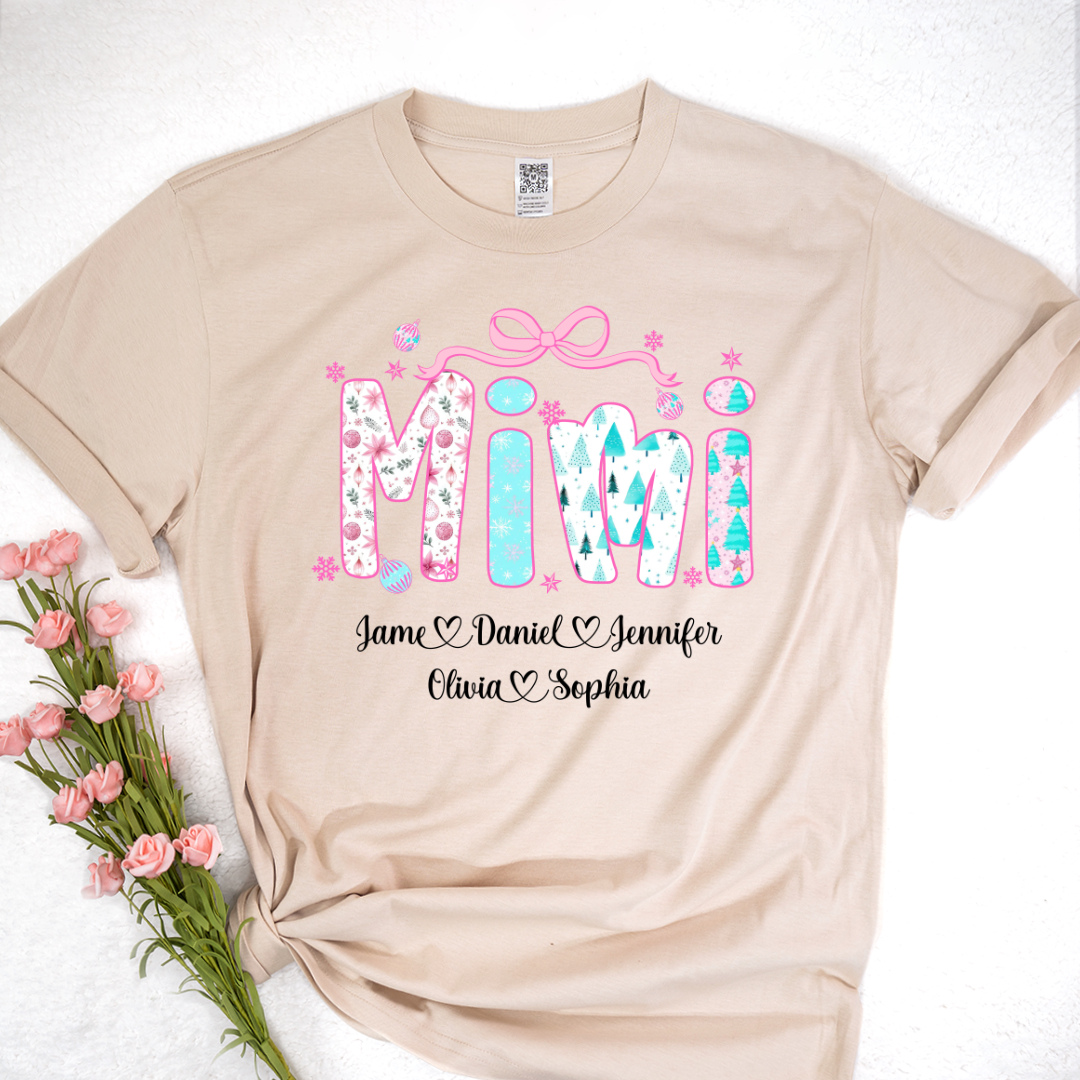 Merry Christmas Mimi Custom Mimi And Grandkids Shirt