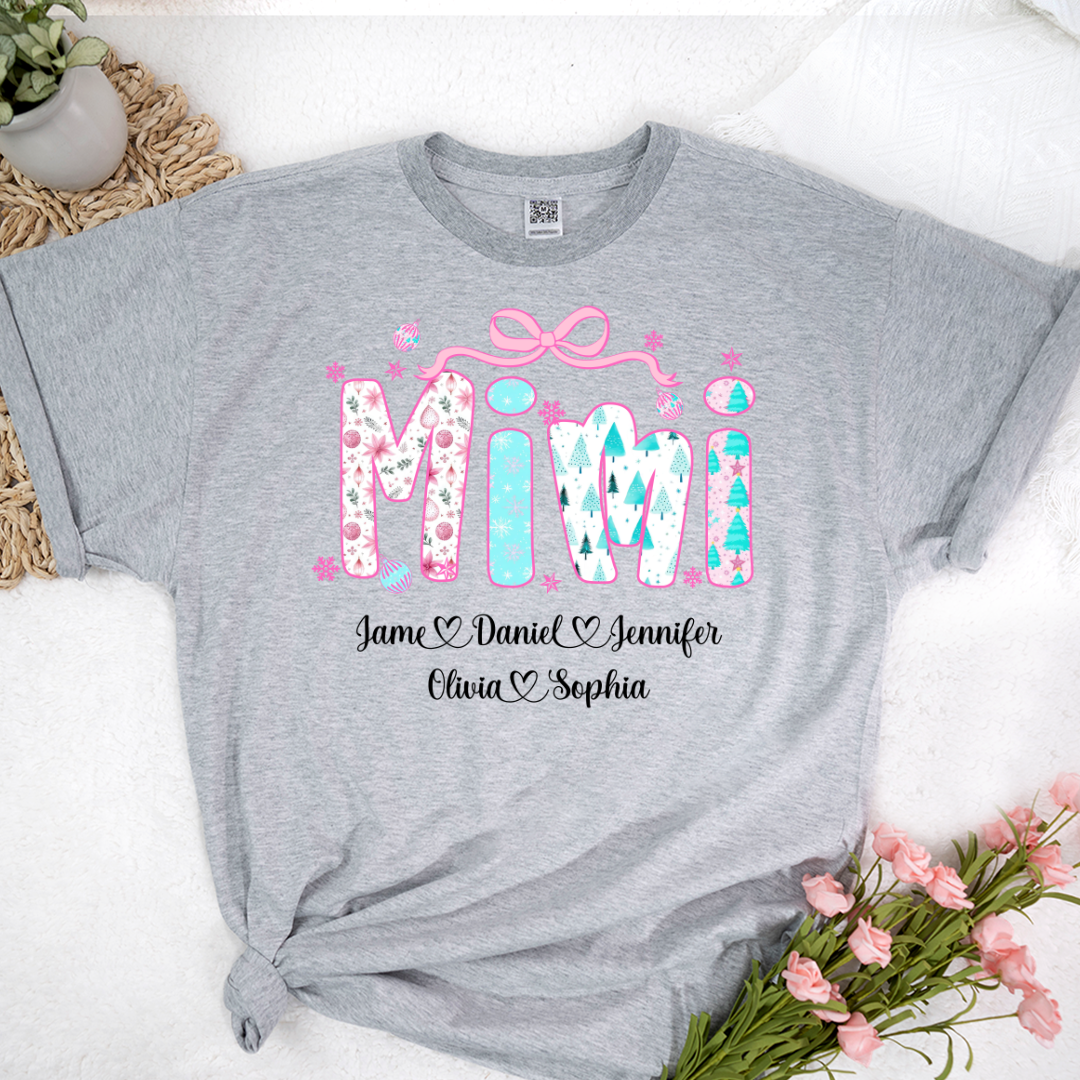 Merry Christmas Mimi Custom Mimi And Grandkids Shirt