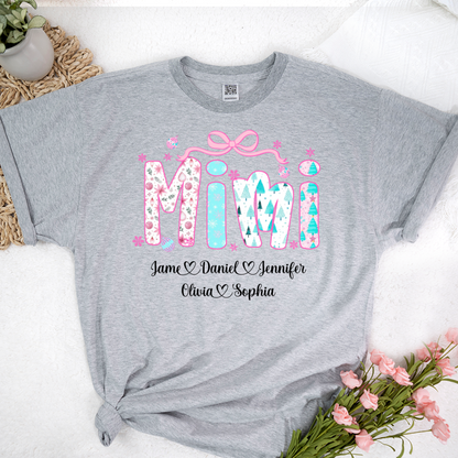 Merry Christmas Mimi Custom Mimi And Grandkids Shirt