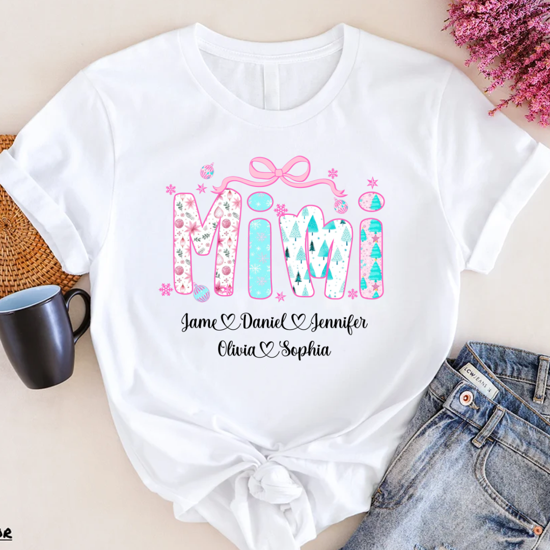 Merry Christmas Mimi Custom Mimi And Grandkids Shirt