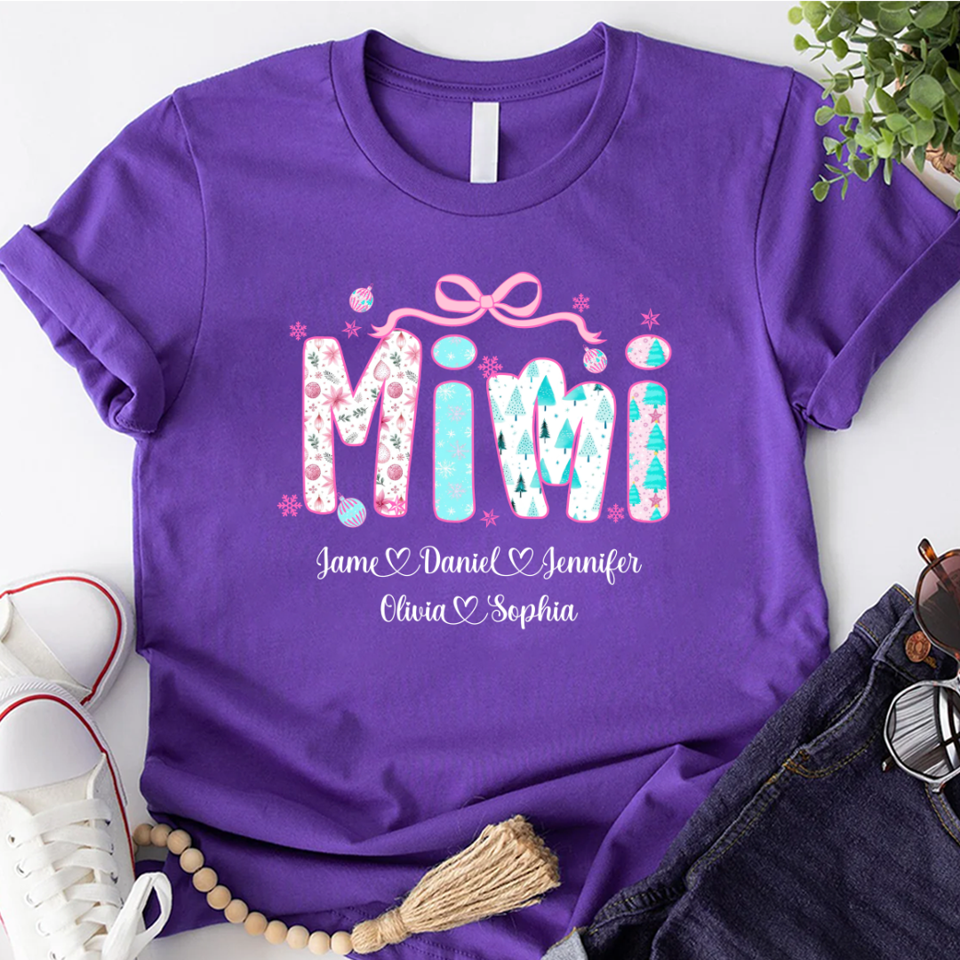 Merry Christmas Mimi Custom Mimi And Grandkids Shirt