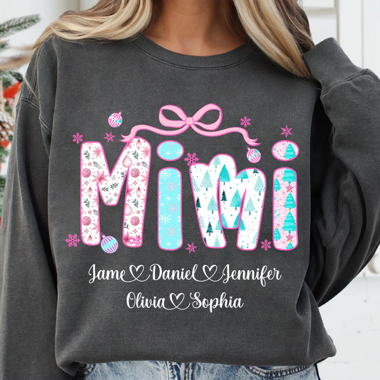 Merry Christmas Mimi Custom Mimi And Grandkids Shirt