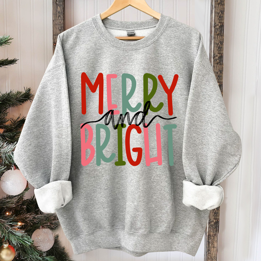 Merry and Bright Sweatshirt, Christmas Sweatshirt, Family Christmas Sweatshirt, Christmas Sweatshirts for Women, Merry Christmas Sweatshirt
