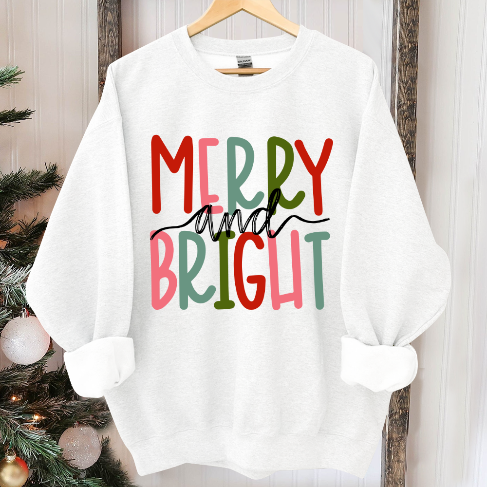 Merry and Bright Sweatshirt, Christmas Sweatshirt, Family Christmas Sweatshirt, Christmas Sweatshirts for Women, Merry Christmas Sweatshirt